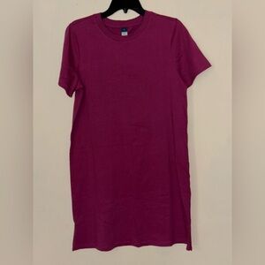 Old Navy Fuchsia Crew-Neck Mini T-Shirt Dress